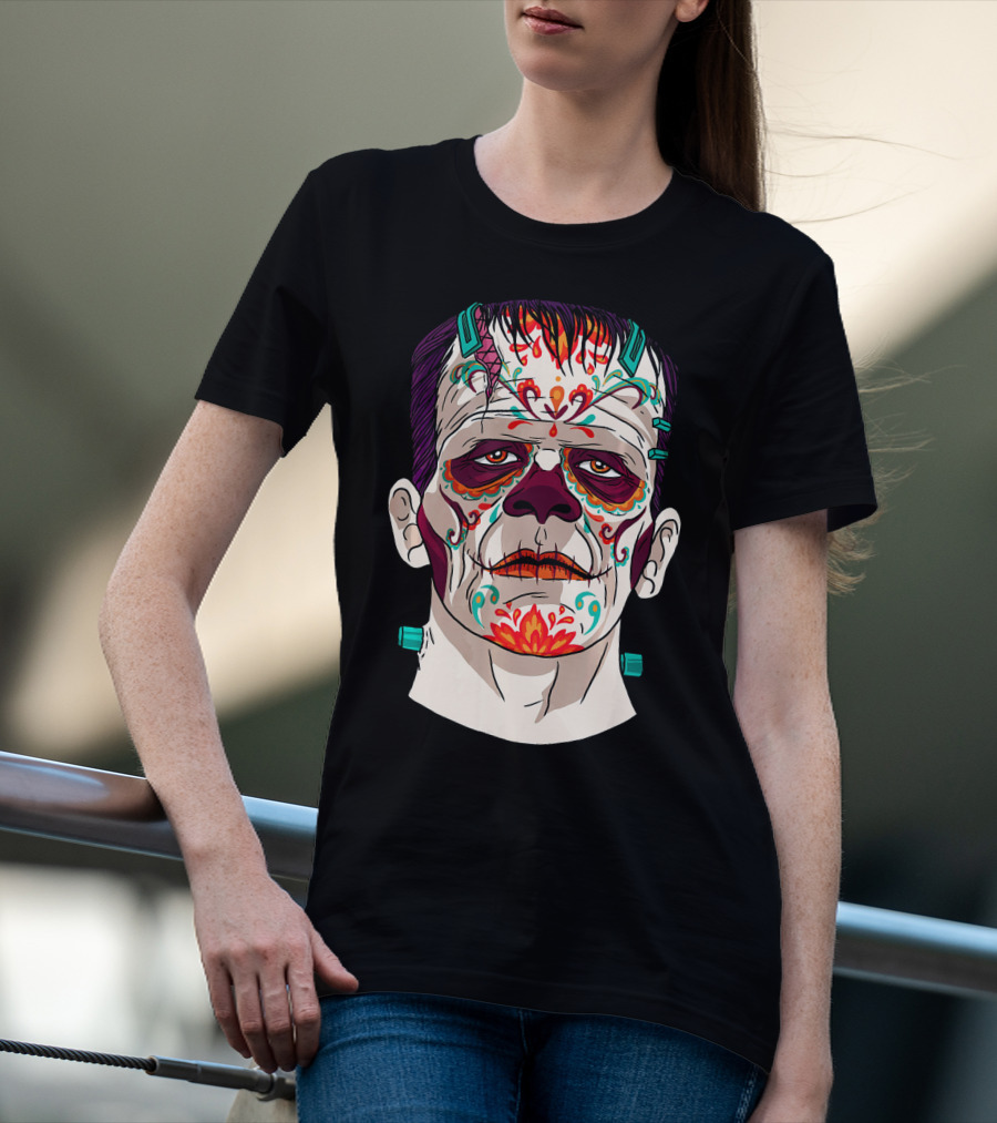 Frankenstein Catrina Sugar Skull Horror T-Shirt