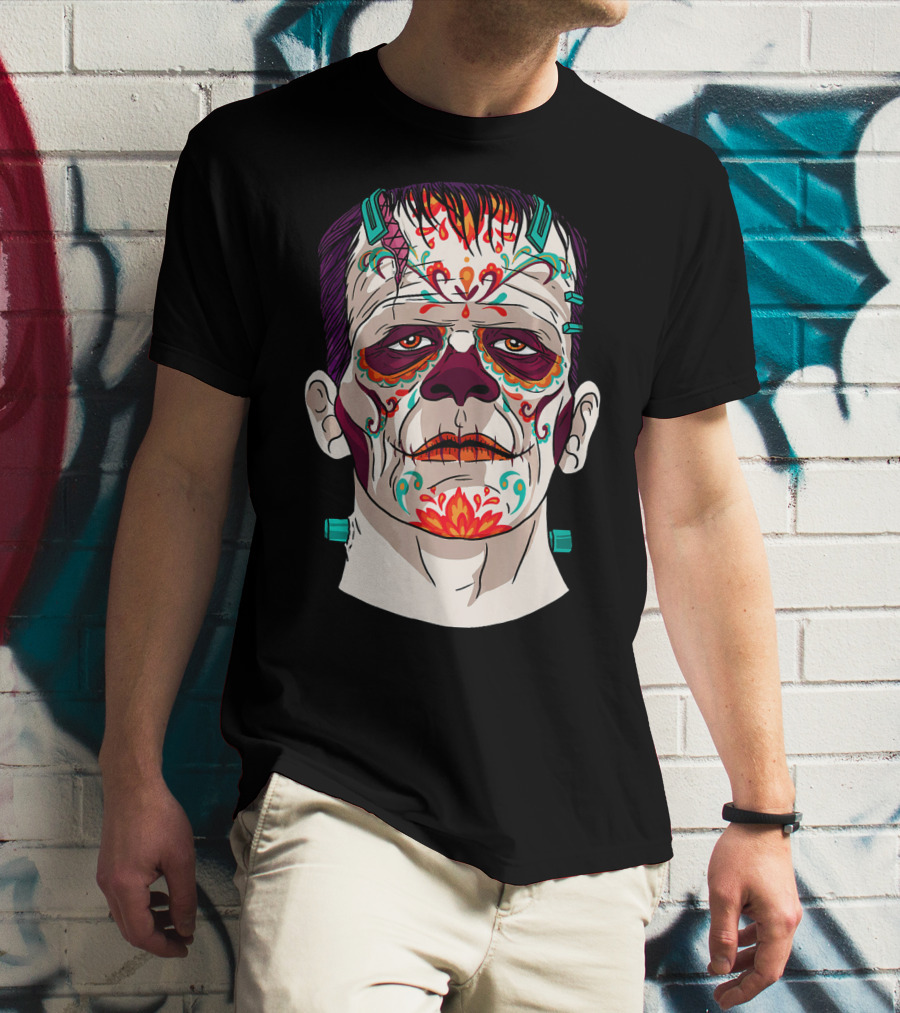 Frankenstein Catrina Sugar Skull Horror T-Shirt