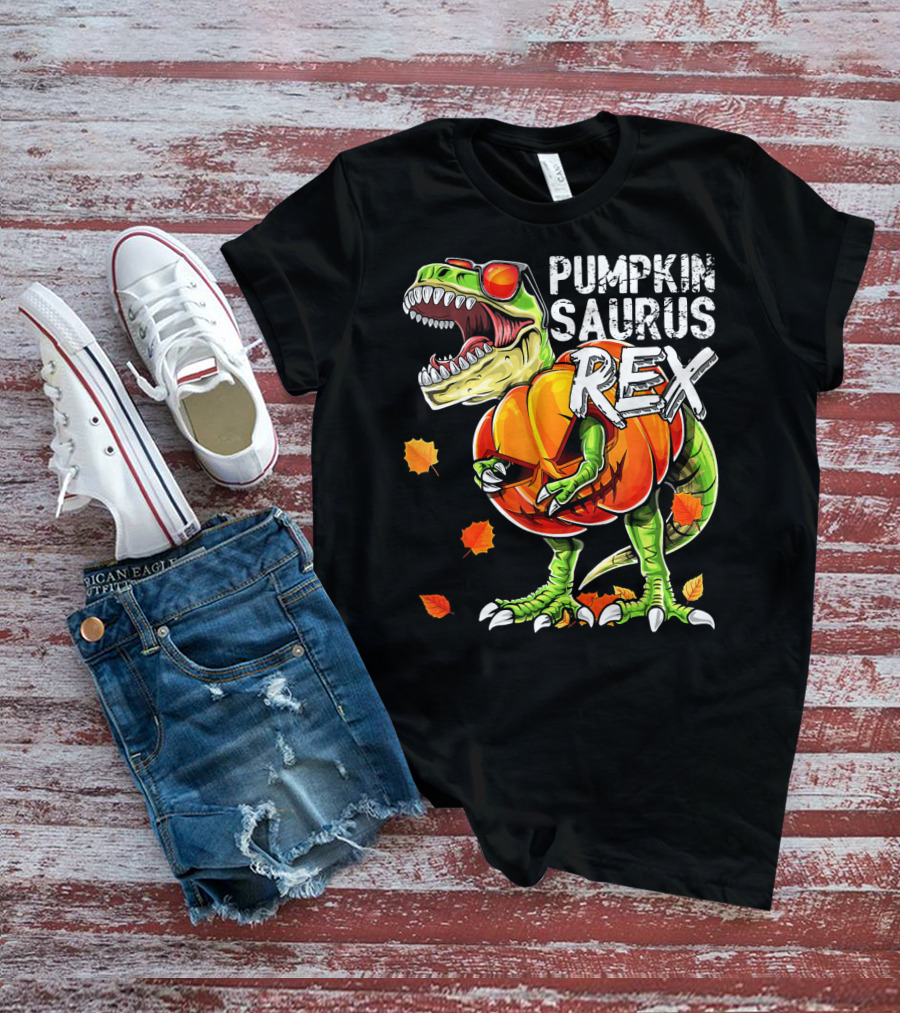 Pumpkinsaurus Rex Halloween Dinosaur Pumpkin Jack O Lantern T-Shirt