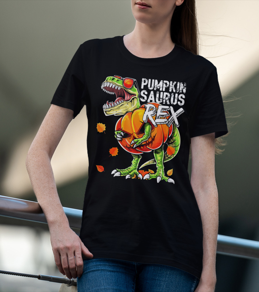 Pumpkinsaurus Rex Halloween Dinosaur Pumpkin Jack O Lantern T-Shirt