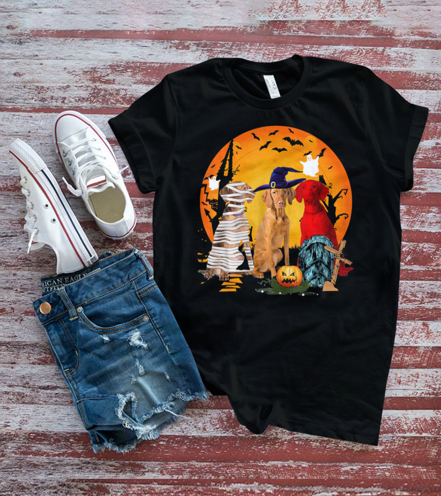 My Vizsla Team Halloween Pumpkin Mummy Witch Dog T-Shirt