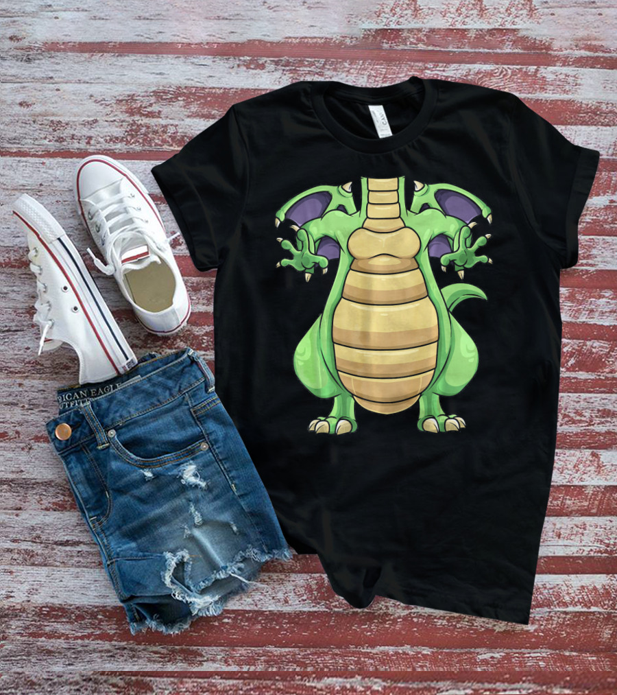 Cool Headless Dragon Retro Cartoon Style Green Monster T-Shirt