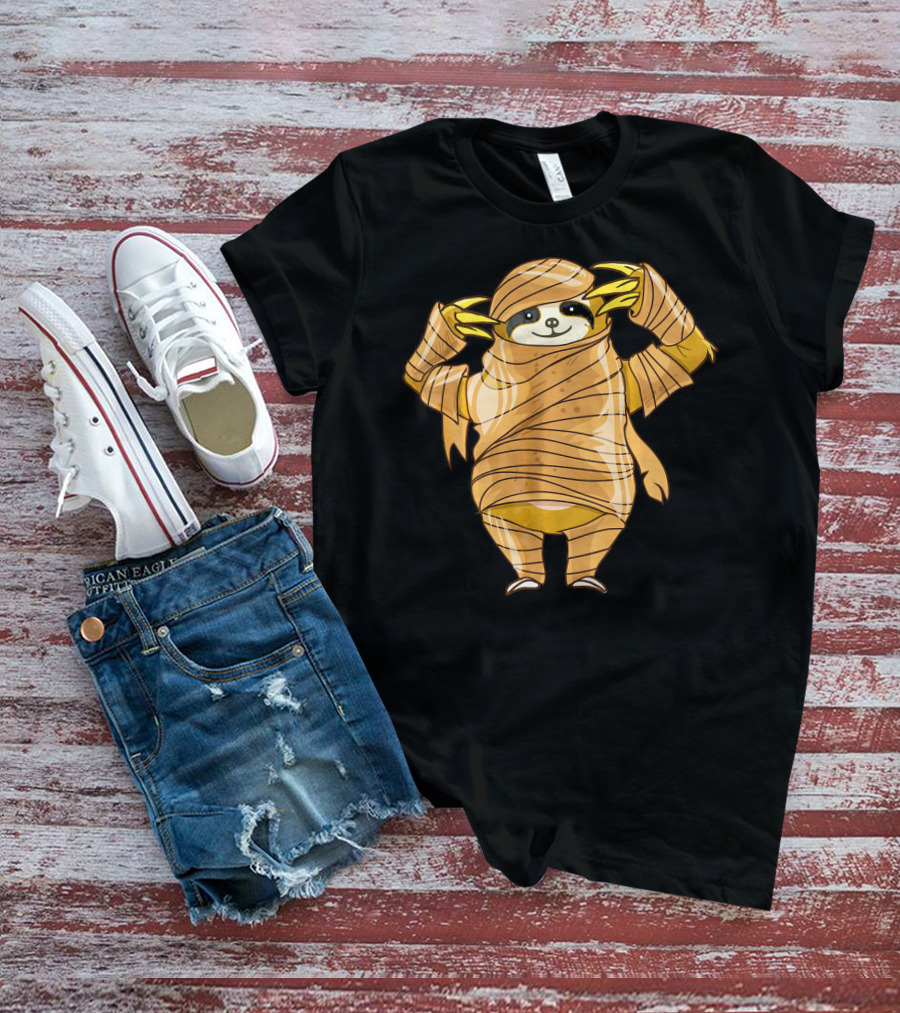 Cute Mummy Sloth Halloween Costume Wrapping T-Shirt