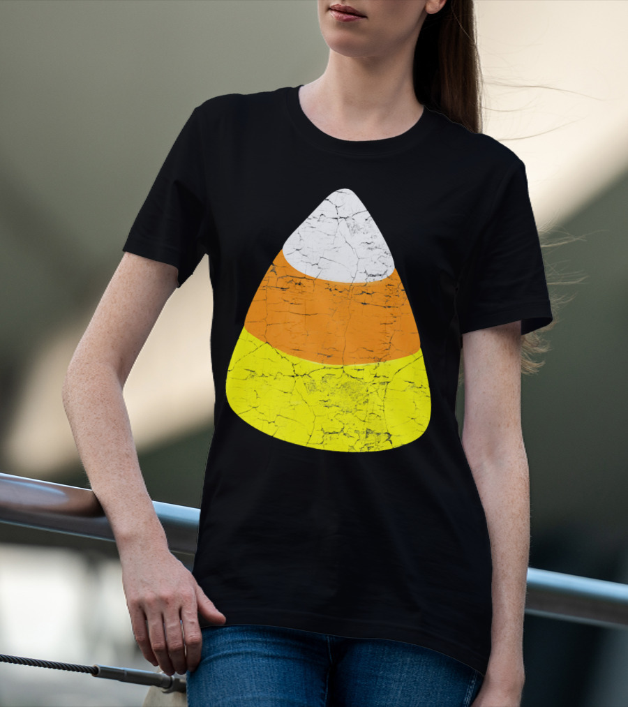 Halloween Candy Corn Vintage Crackle Texture T-Shirt