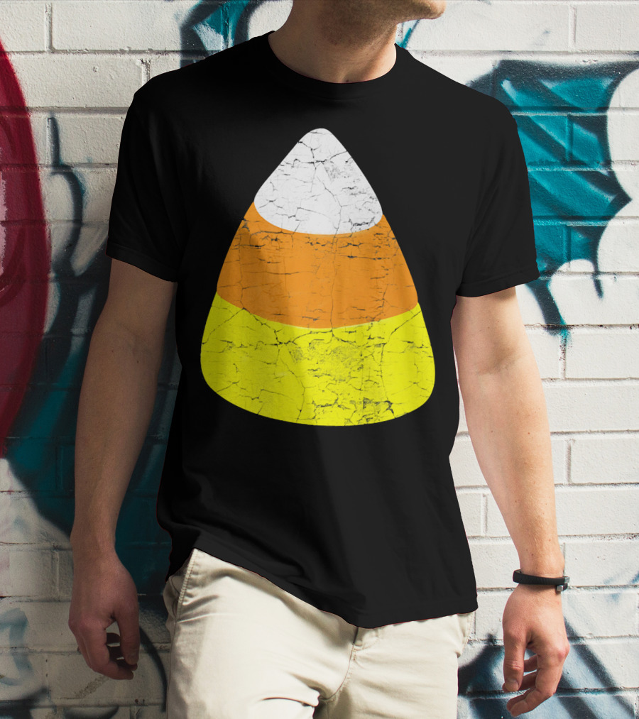 Halloween Candy Corn Vintage Crackle Texture T-Shirt