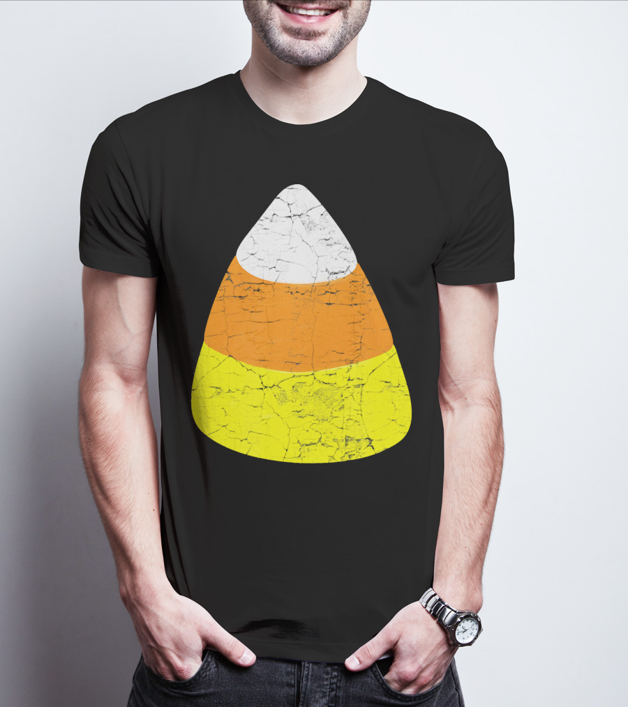 Halloween Candy Corn Vintage Crackle Texture T-Shirt