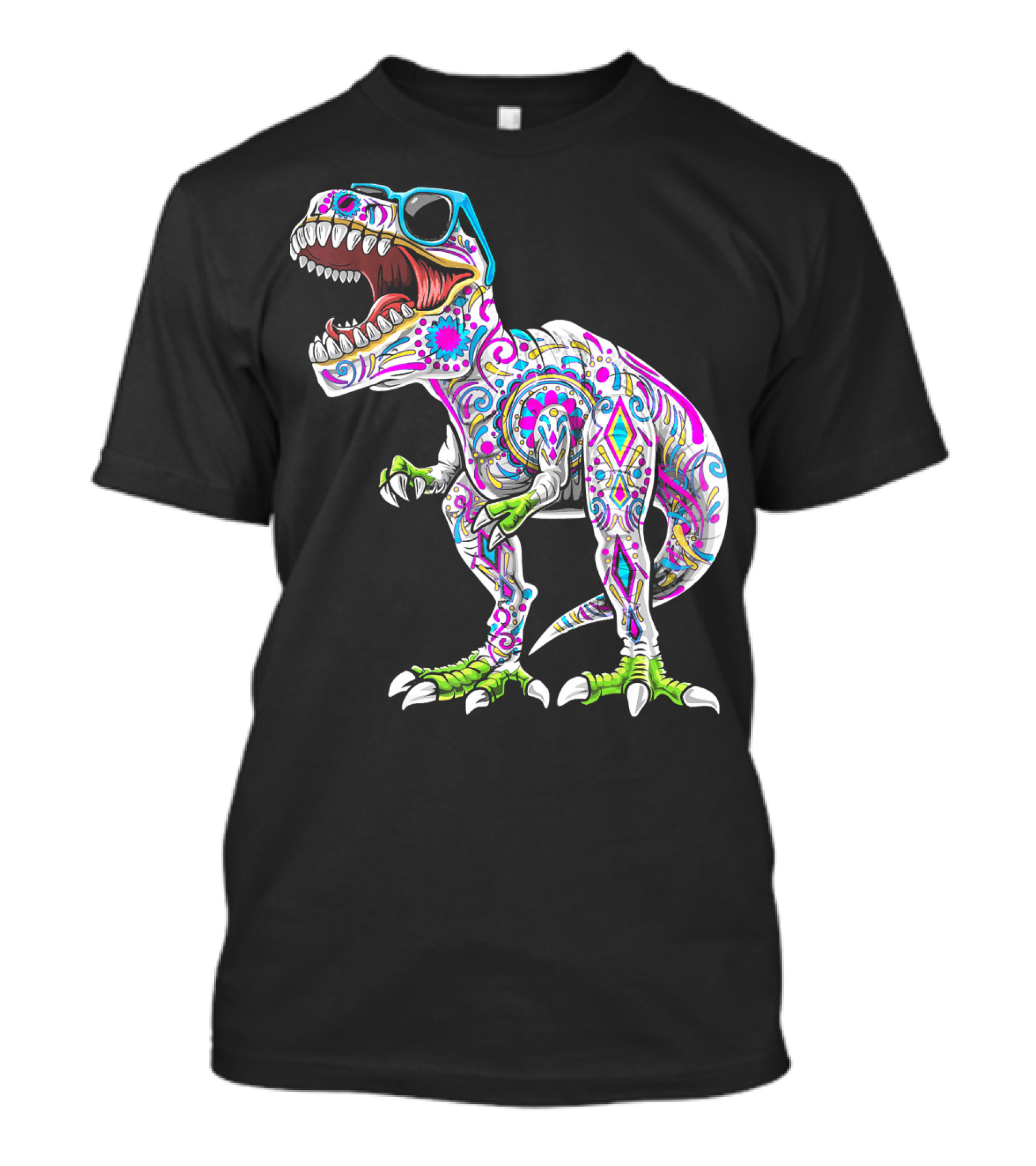 Day Of The Dead Dia De Los Muertos T-Rex Dinosaur With Sunglasses T-Shirt