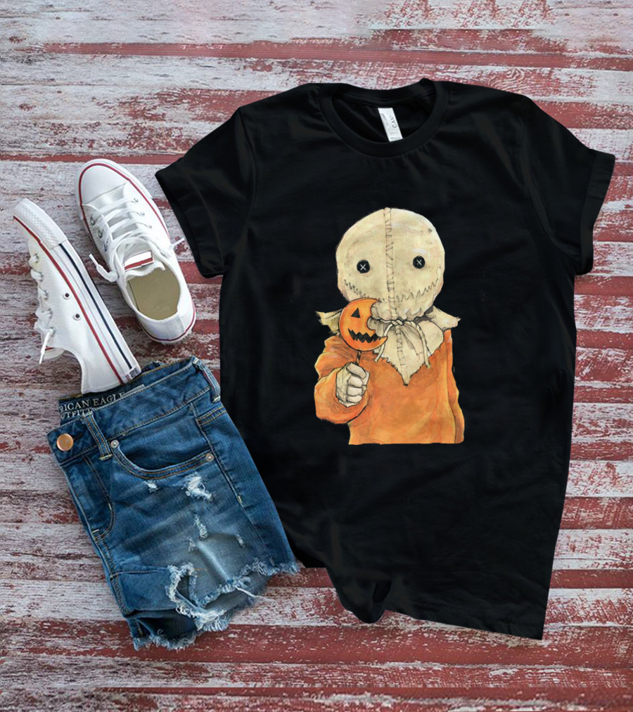 Trick R Treat Sam With Pumpkin Lollipop Cute Funny Halloween T-Shirt