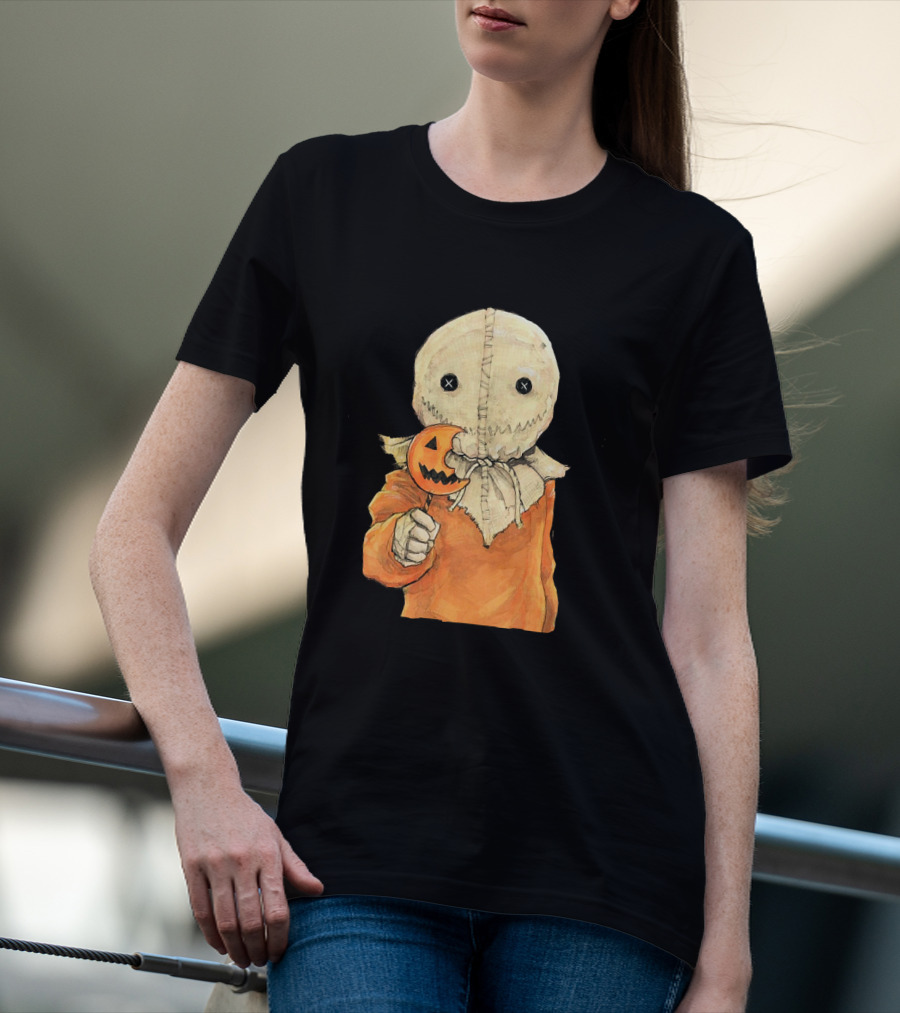 Trick R Treat Sam With Pumpkin Lollipop Cute Funny Halloween T-Shirt