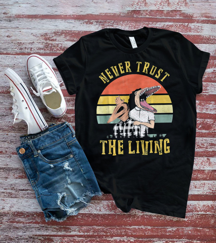 Never Trust The Living Retro Vintage Sun Beetlejuice Icons T-Shirt