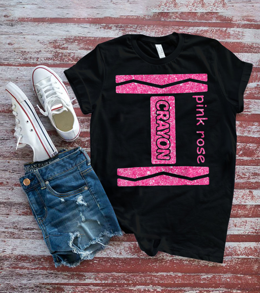 Pink Rose Crayon Halloween Couple Friend Costume T-Shirt