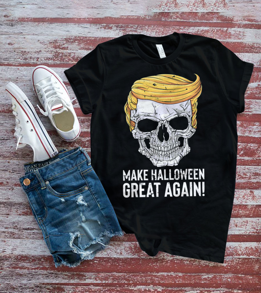 Make Halloween Great Again Skull With Blonde Hair T-Shirt