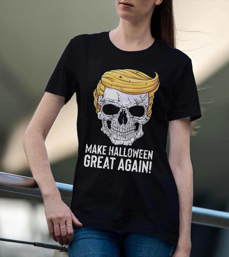 Make Halloween Great Again Skull With Blonde Hair T-Shirt