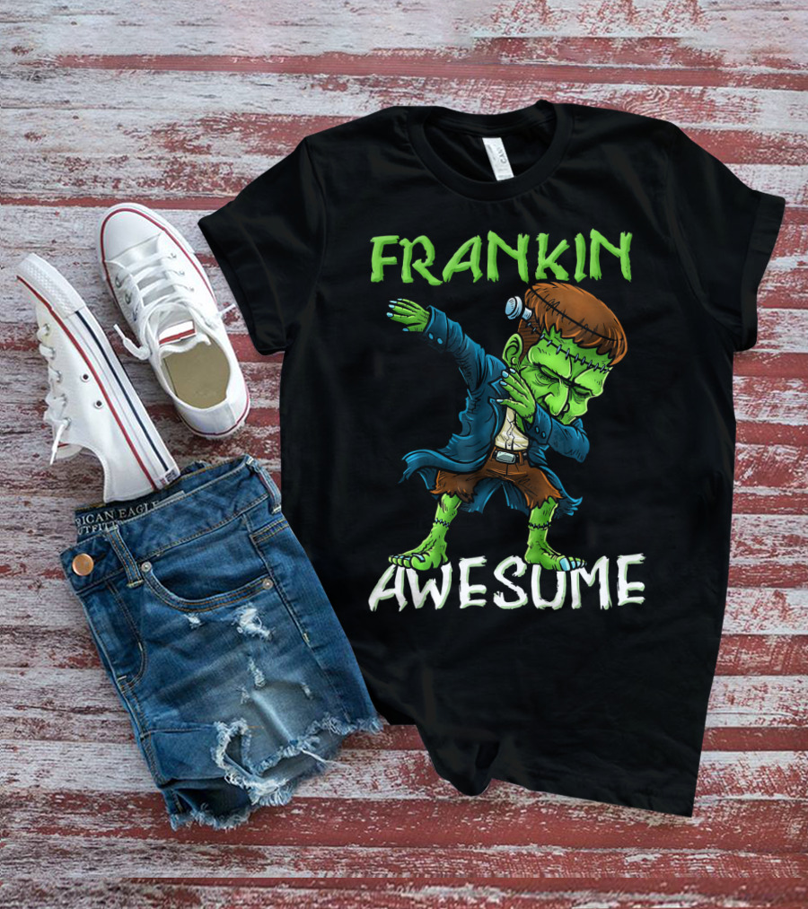 Frankin Awesome Dabbing Frankenstein Halloween T-Shirt