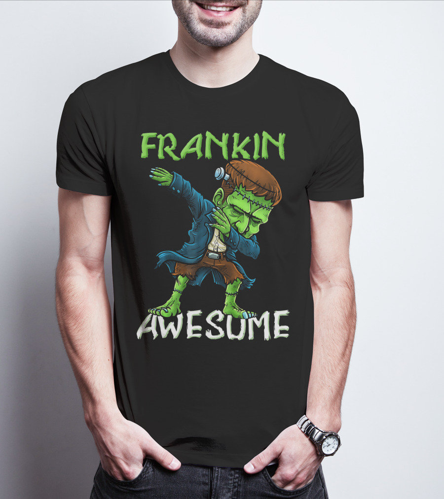 Frankin Awesome Dabbing Frankenstein Halloween T-Shirt