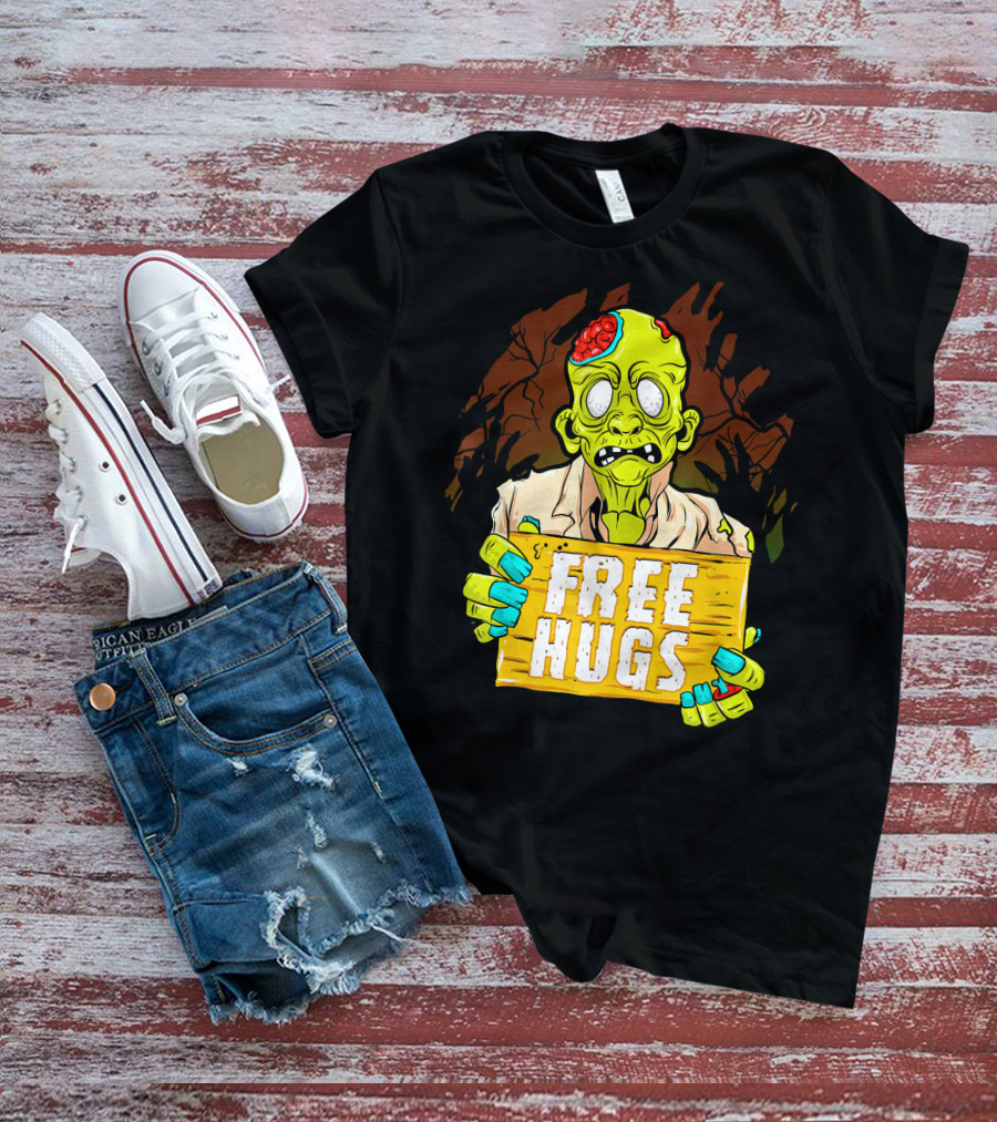 Free Hugs Creepy Zombie Funny Mens Halloween Horror T-Shirt