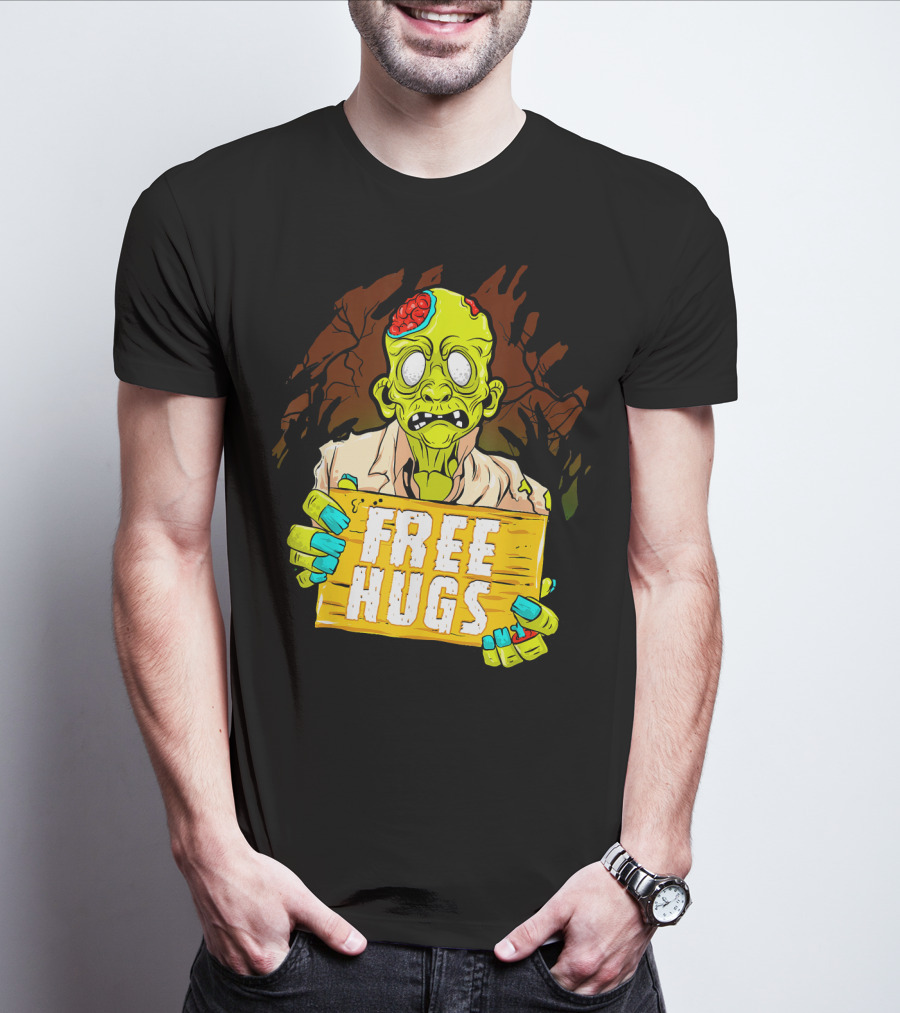 Free Hugs Creepy Zombie Funny Mens Halloween Horror T-Shirt
