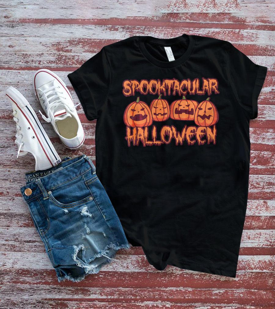 Spooktacular Halloween Pumpkin Faces T-Shirt