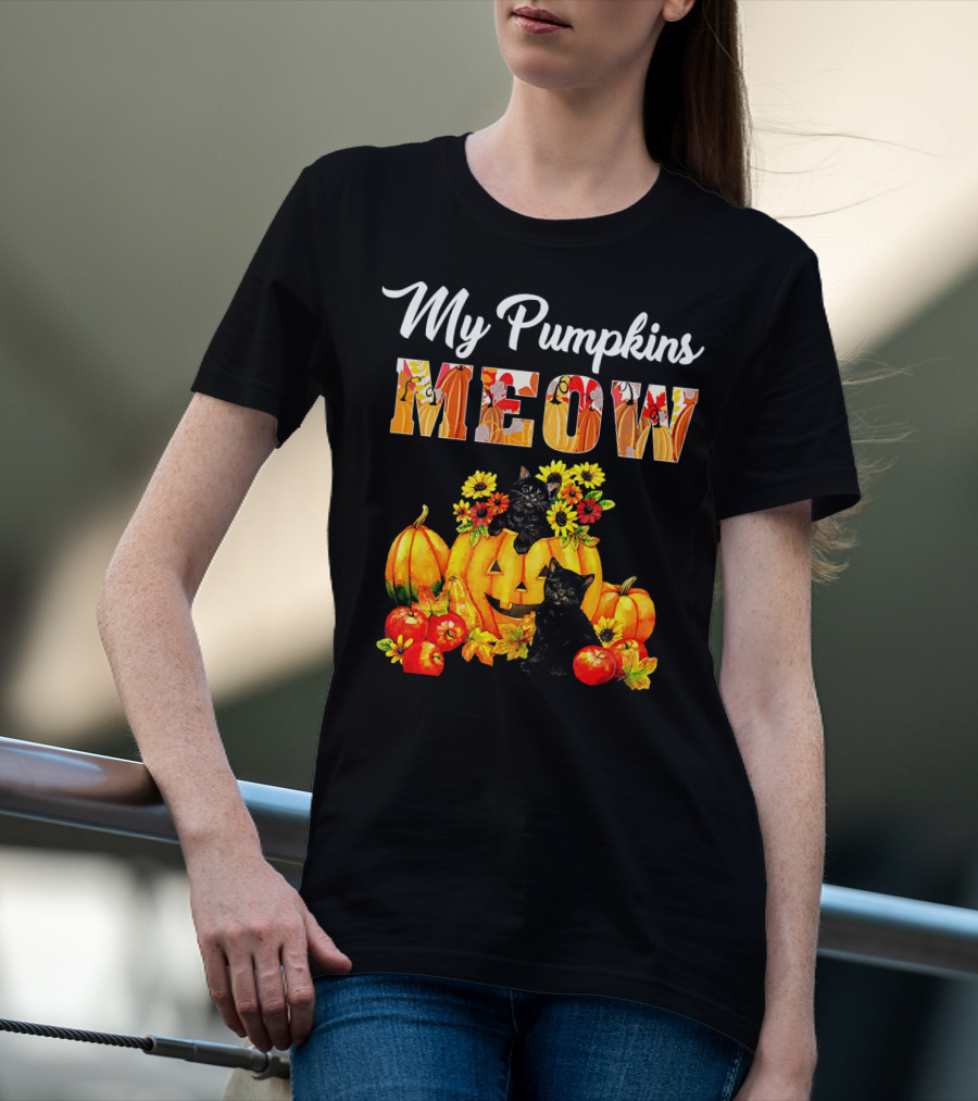 My Pumpkins Meow Cat Halloween Funny Love T-Shirt