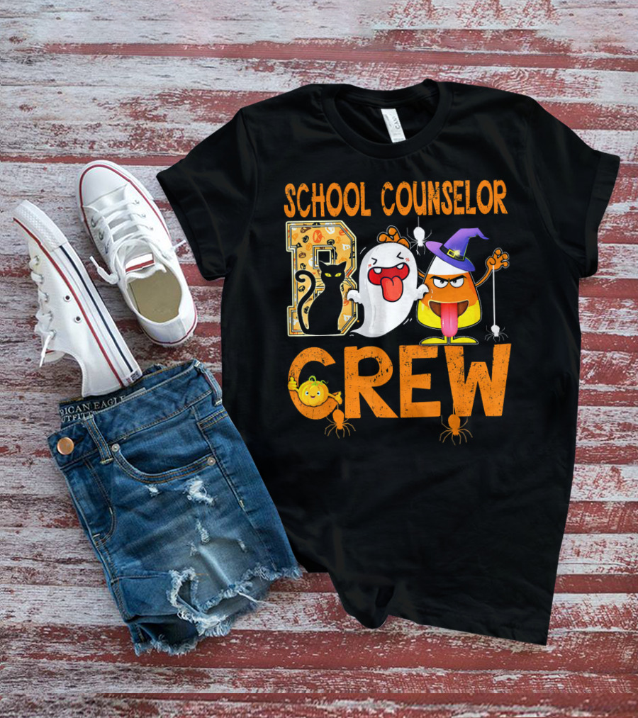 School Counselor Boo Crew Cat Ghost Candy T-Shirt