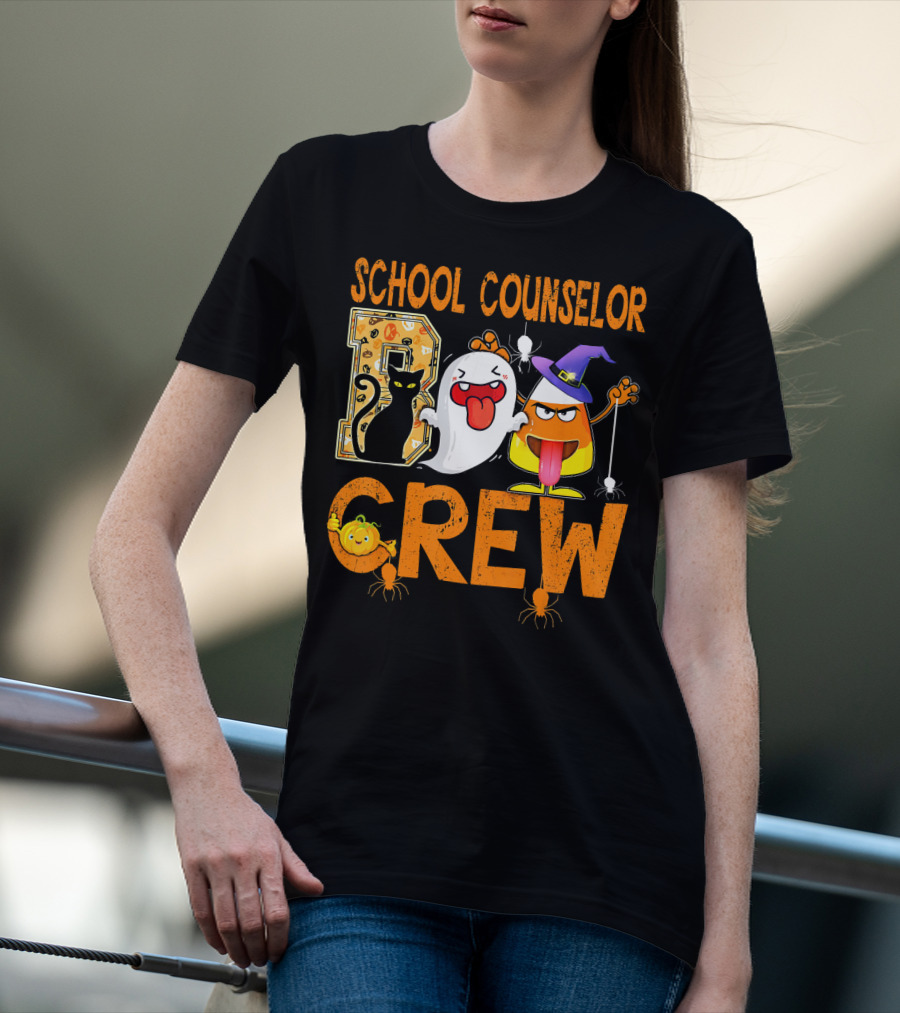 School Counselor Boo Crew Cat Ghost Candy T-Shirt