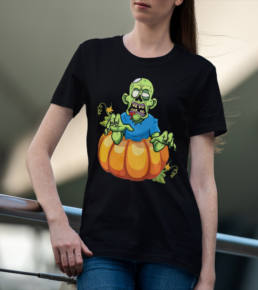 Zombie Rising From Pumpkin T-Shirt