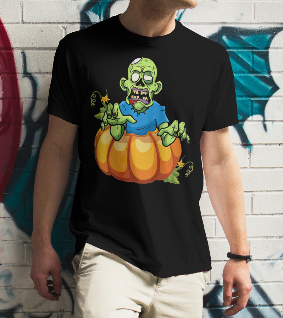 Zombie Rising From Pumpkin T-Shirt