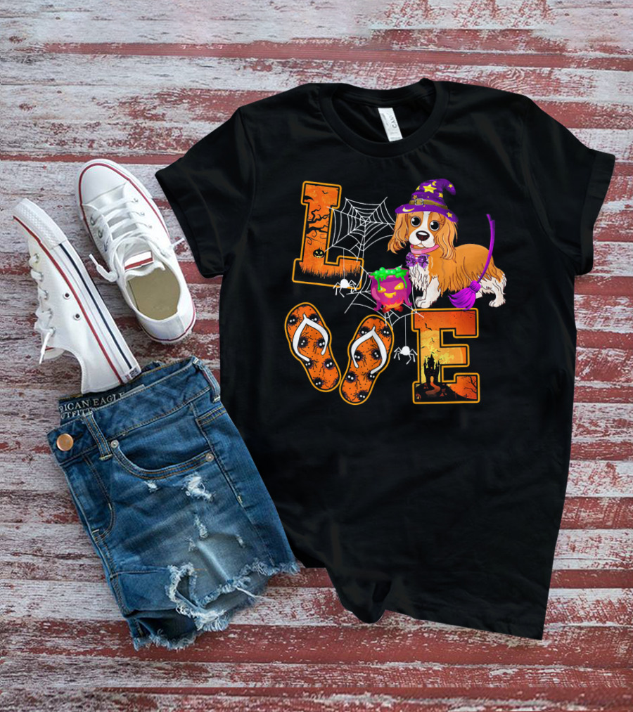 LOVE Halloween Cavalier King Charles Spaniel Dog T-Shirt