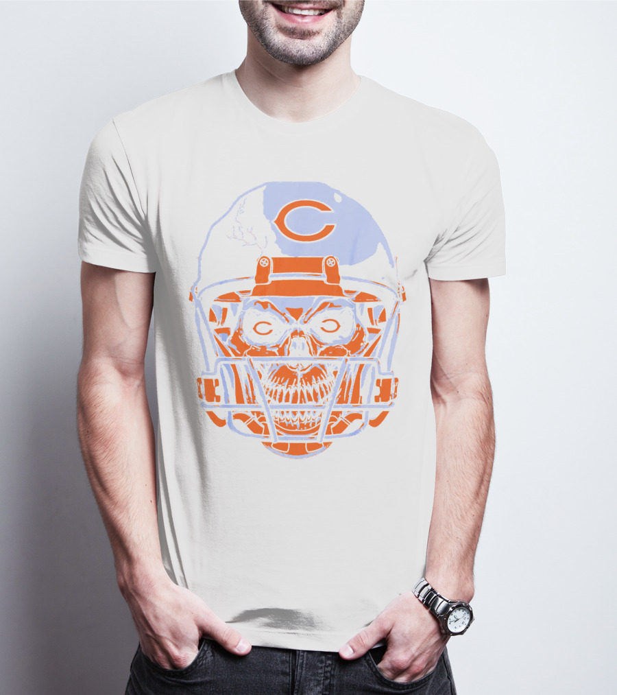 Chicago Bears Skull Helmet Halloween Football Skeleton T-Shirt