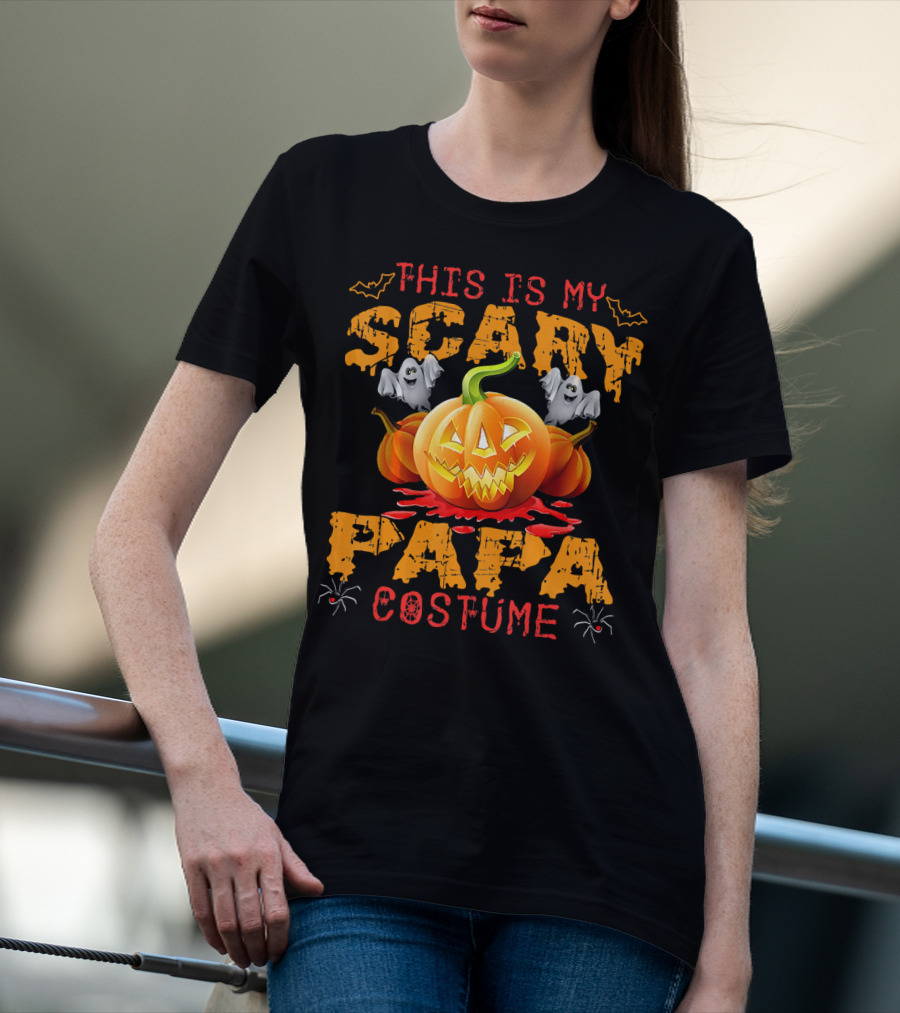This Is My Scary Papa Costume Pumpkin Ghosts Spiders Bats T-Shirt