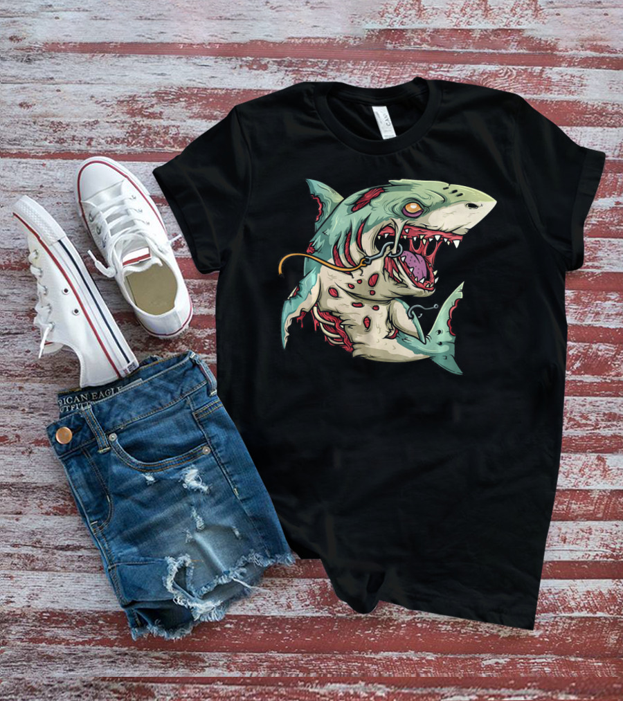 Zombie Shark Halloween Party Monster T-Shirt