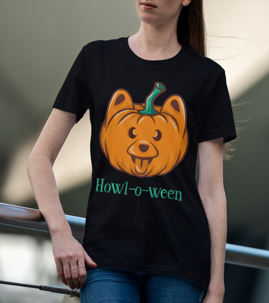 Howl-o-ween Dog Halloween Jackolantern T-Shirt