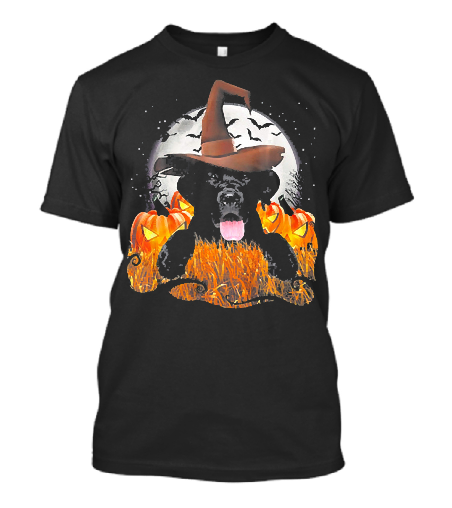 Labrador Halloween Cute Dog Witch With Pumpkin And Moon T-Shirt