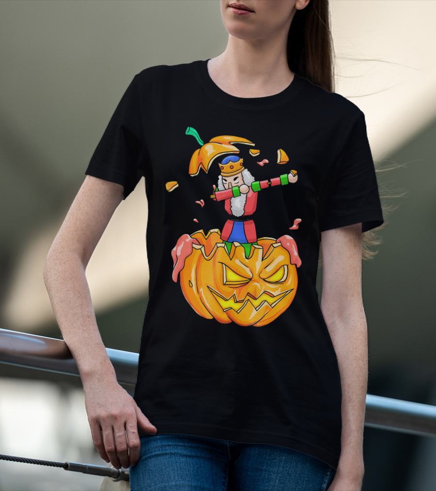 Nutcracker Dabbing On Giant Halloween Pumpkin Fun T-Shirt