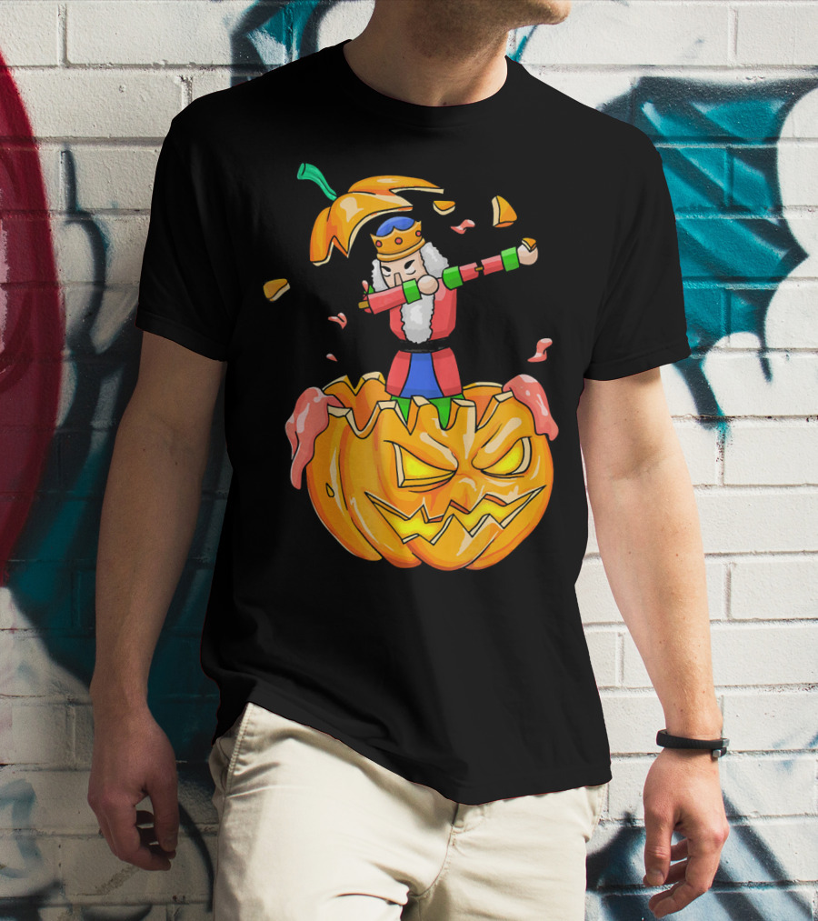 Nutcracker Dabbing On Giant Halloween Pumpkin Fun T-Shirt