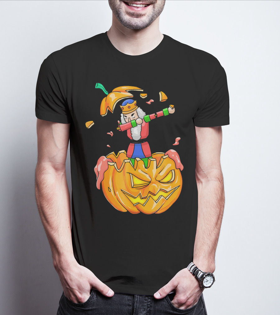 Nutcracker Dabbing On Giant Halloween Pumpkin Fun T-Shirt
