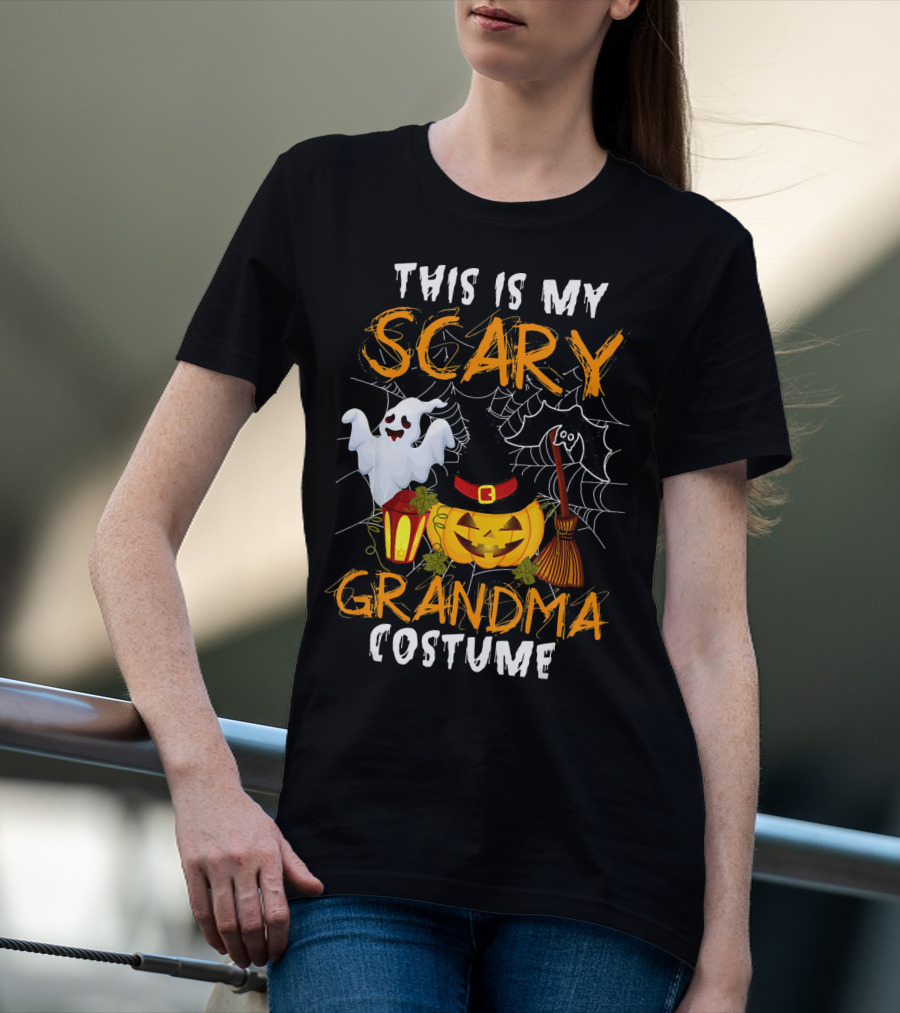 This Is My Scary Grandma Halloween Costume Ghost Pumpkin Spider Web T-Shirt