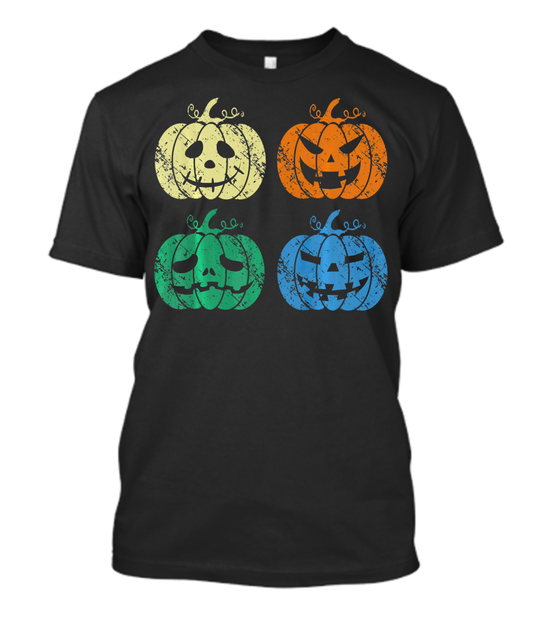 Vintage Retro Scary Pumpkin Face Halloween T-Shirt