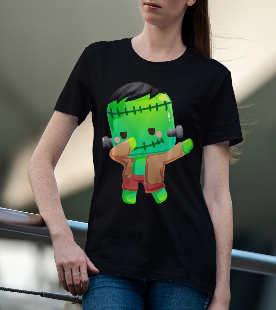 Cute Cartoon Dabbing Frankenstein Monster T-Shirt