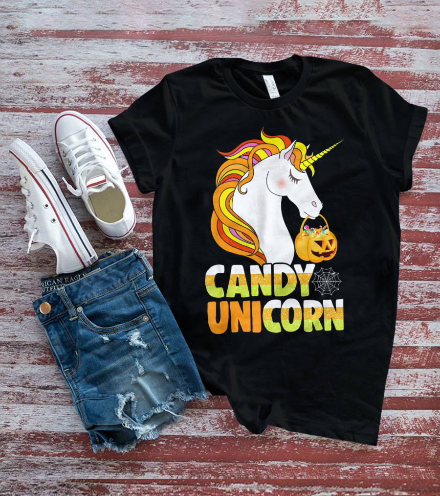 Candy Unicorn Halloween Basket T-Shirt