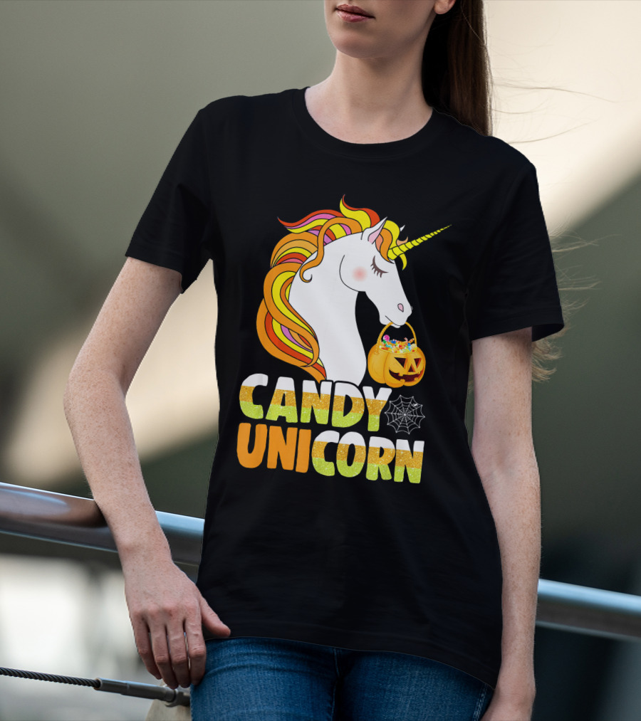 Candy Unicorn Halloween Basket T-Shirt