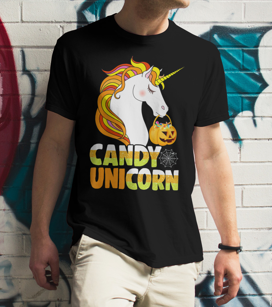Candy Unicorn Halloween Basket T-Shirt