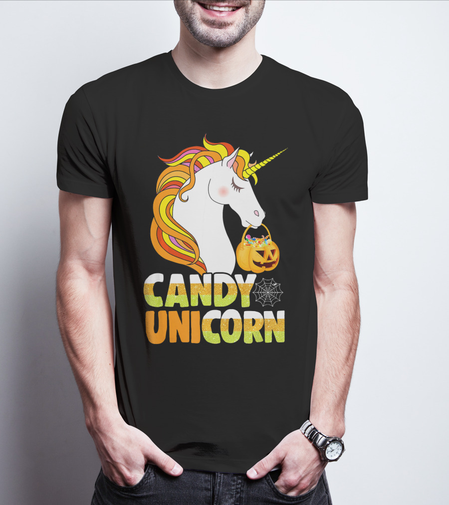 Candy Unicorn Halloween Basket T-Shirt