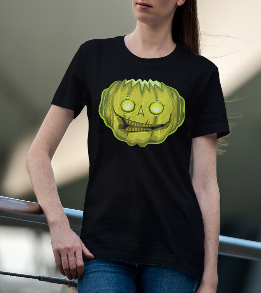 Halloween Zombie Pumpkin Glowing Skull T-Shirt