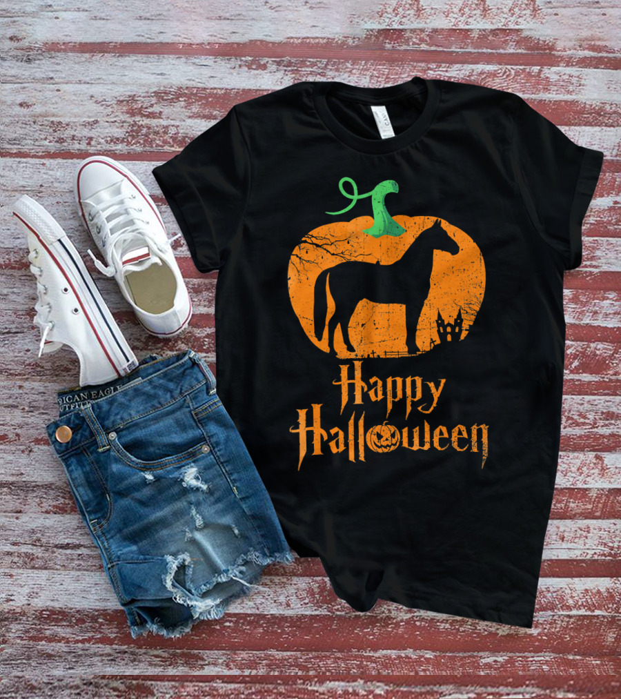 Happy Halloween Horse In Pumpkin T-Shirt