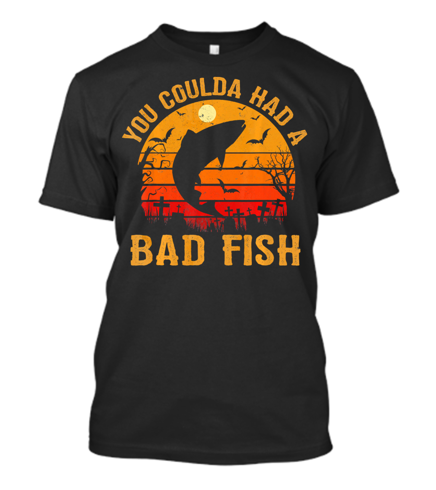 You Coulda Had A Bad Fish Halloween Shark Graveyard Scene T-Shirt