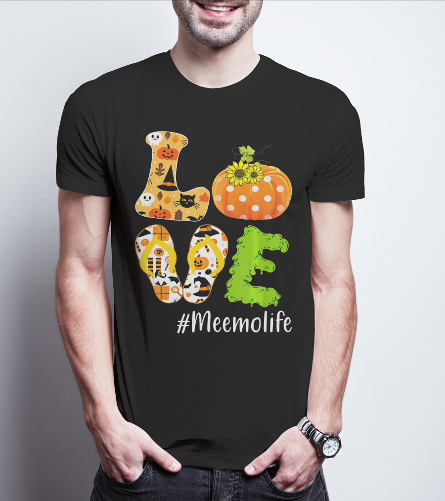 Love Meemolife Pumpkin Flip Flops Halloween T-Shirt