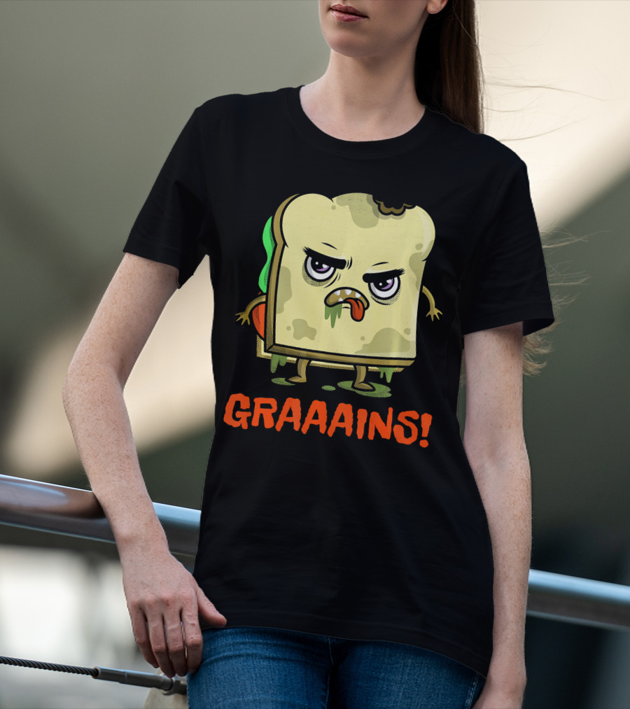 Halloween Zombie Sandwich Graaains Food Grains T-Shirt