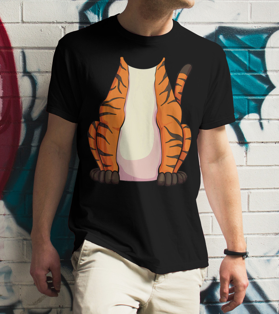 Tiger Costume For Halloween Tiger Stripes Tail T-Shirt