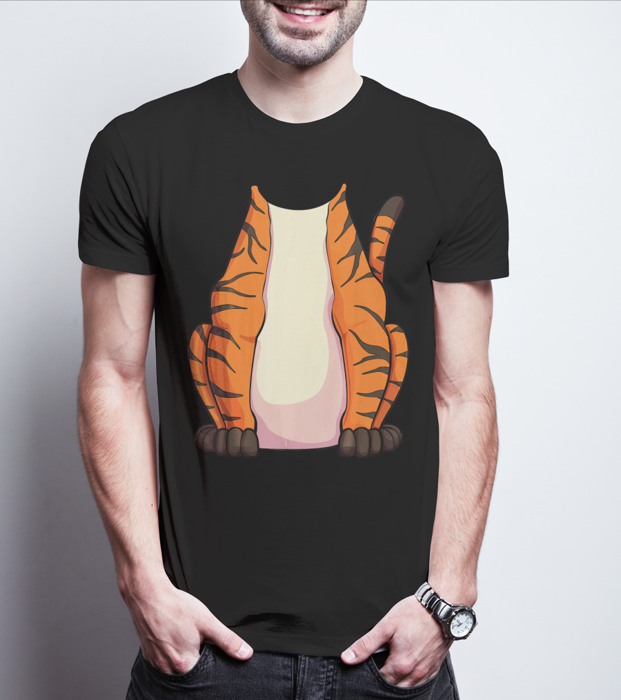 Tiger Costume For Halloween Tiger Stripes Tail T-Shirt